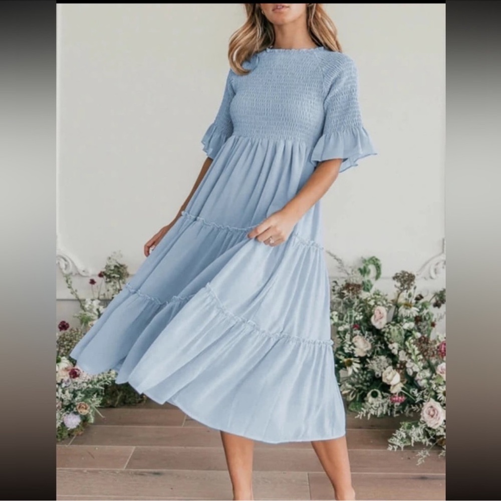 Jessakae Withering Willowby blue smocked dress M flawed